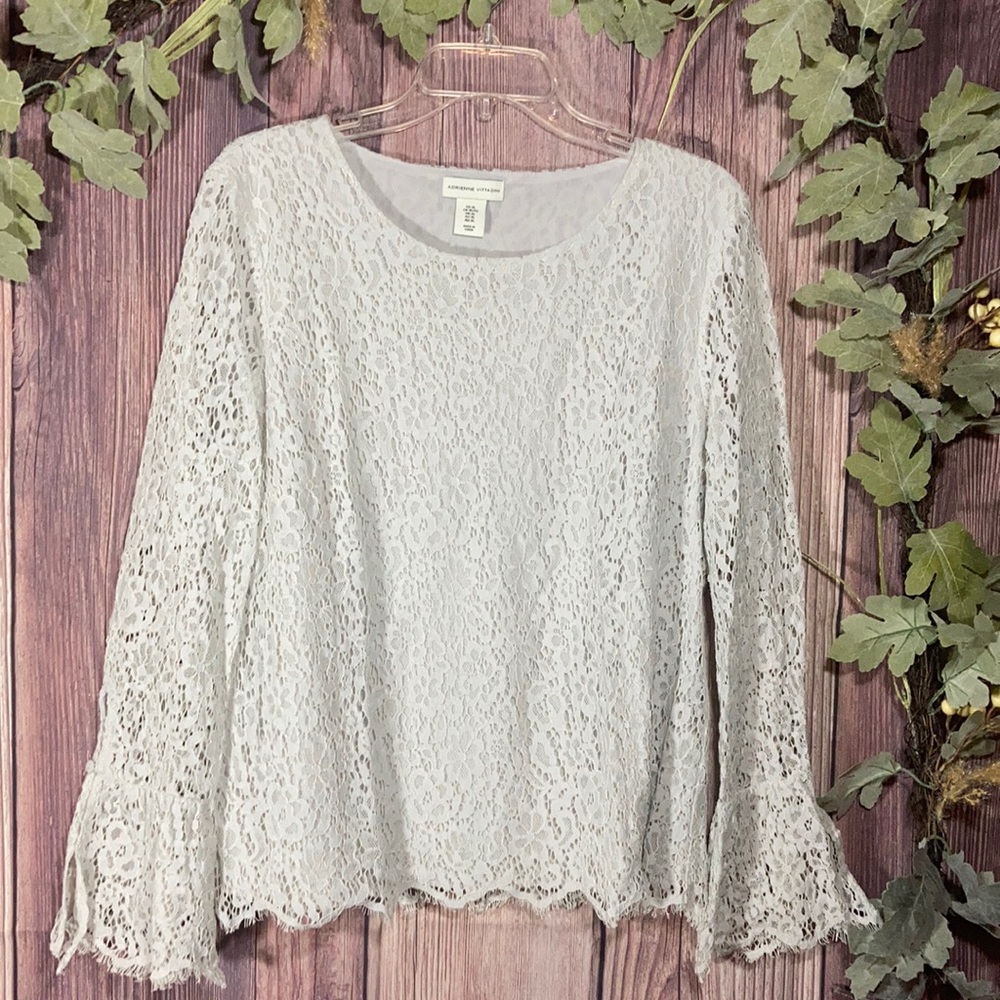 Adrianne Vittadini Light Gray Lace Top